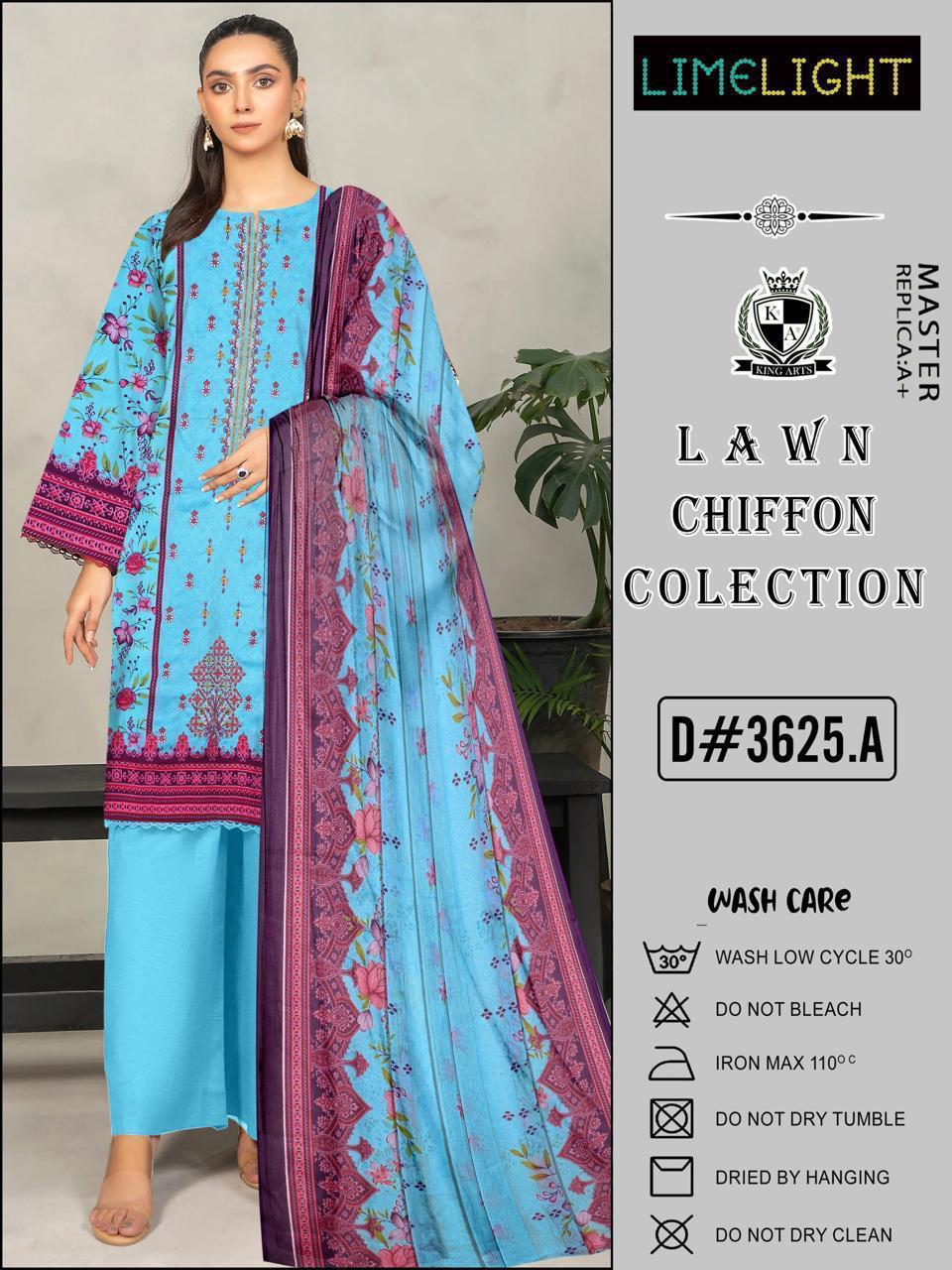 Lime Light- Lawn Chiffon 3-Piece Suit (D#3625.A)