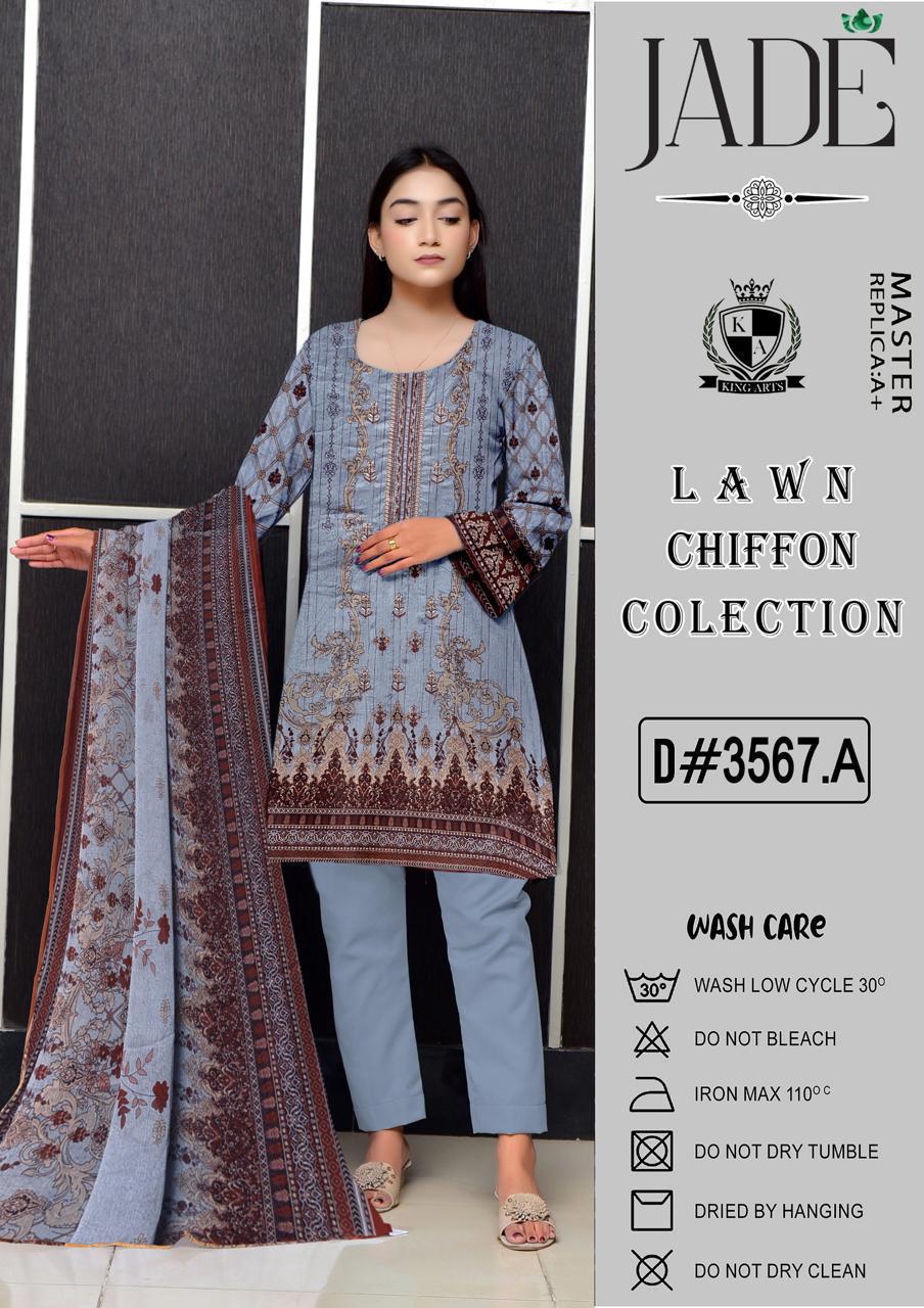 JADE - Lawn Chiffon 3-Piece Suit (D#3567.A)