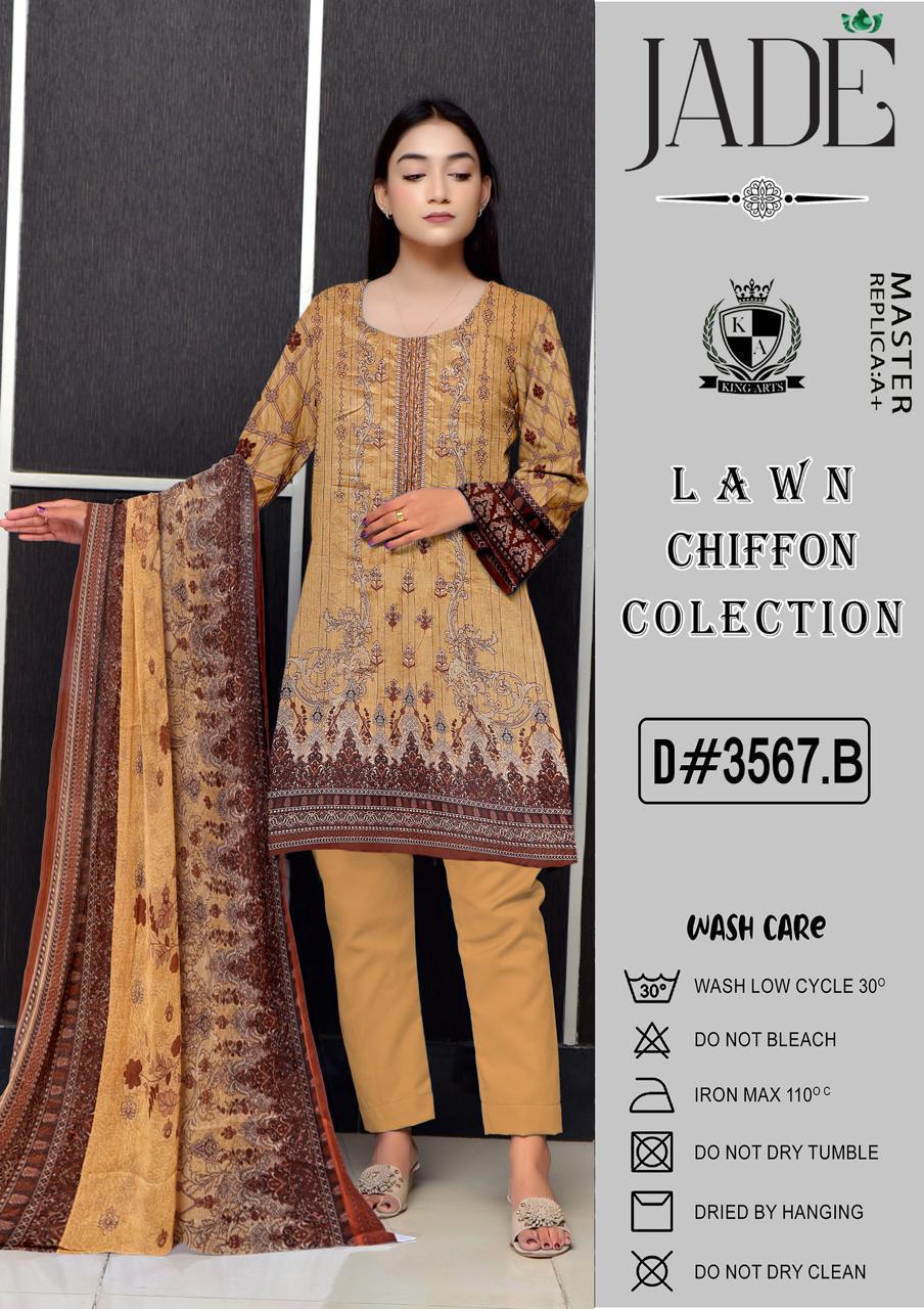 JADE - Lawn Chiffon 3-Piece Suit (D#3567.A)