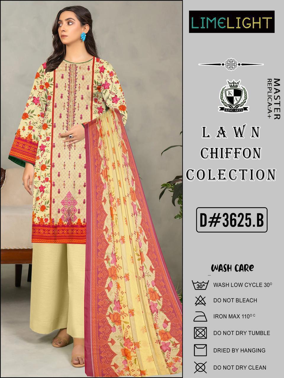Lime Light- Lawn Chiffon 3-Piece Suit (D#3625.A)